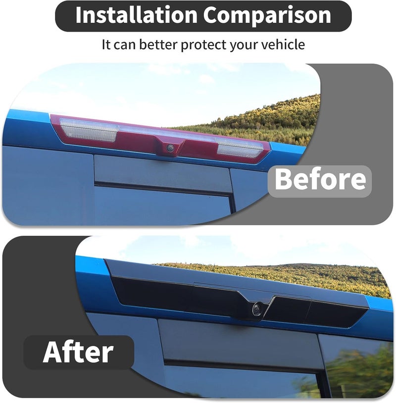 HTHE High Mount Brake Light Cover Trim Compatible with Chevrolet Silverado 2022 2023 2024 2025 Exterior Accessory ABS 3ps(Black) - Image 4